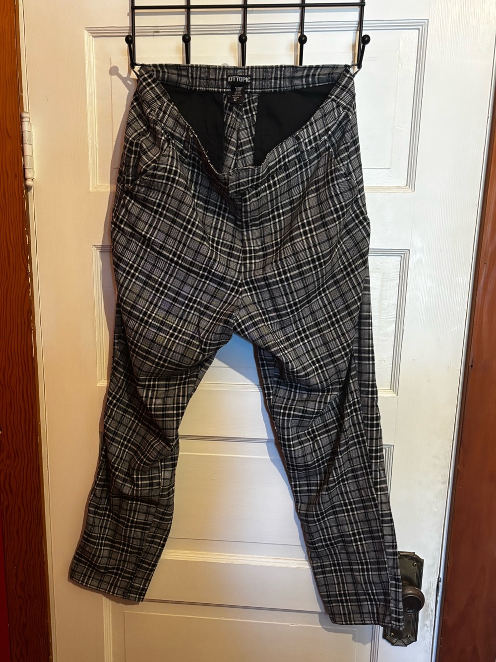 Hot Topic Black and Grey Checkered Plaid Pants